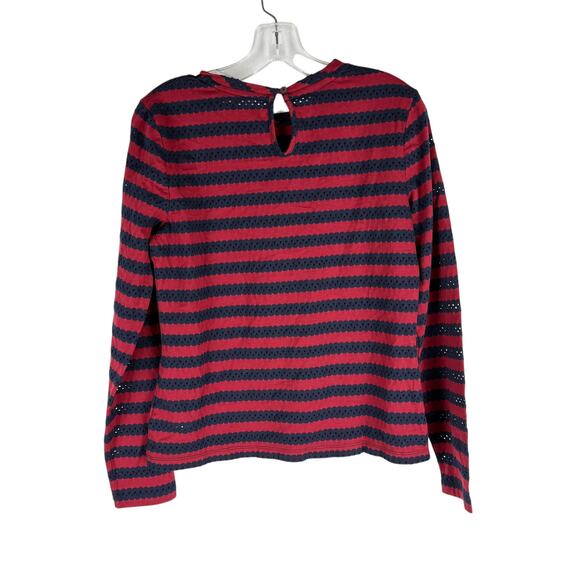 Brooks Brothers Open Eyelet Lace Stripped Top Red Long Sleeve Size S - Picture 6 of 8